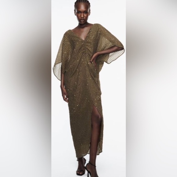 ZARA kaftan dress with sequins size small - Picture 3 of 8